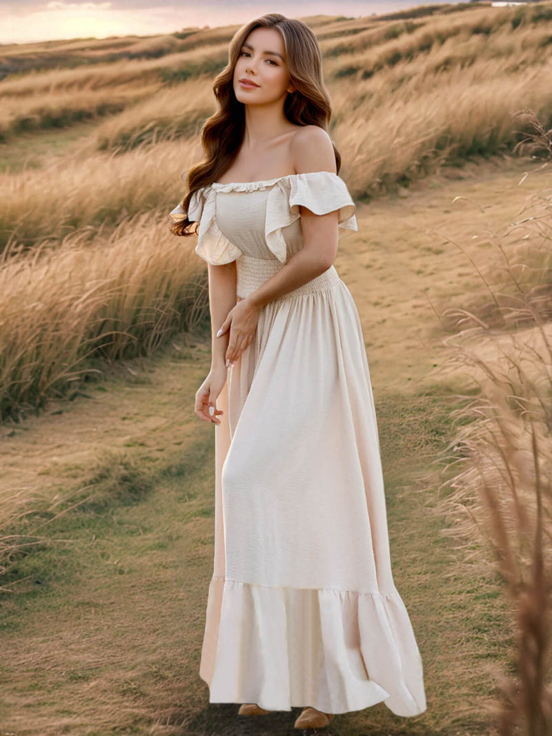 Meralda Ruffle Shoulder Maxi Dress