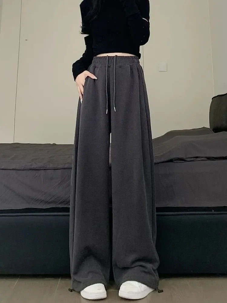 Gray Oversize Y2k Sweatpants Korean Harajuku Wide Leg Pant