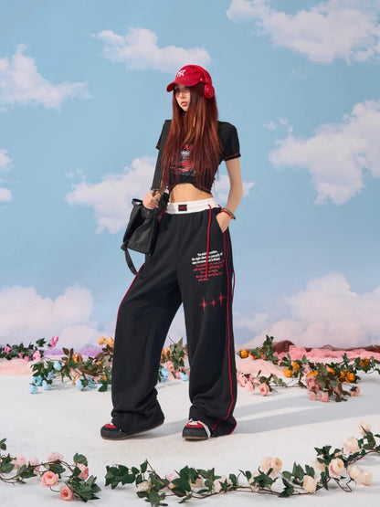 Letter Baggy Sweatpants Y2k Goth Jogging Pant