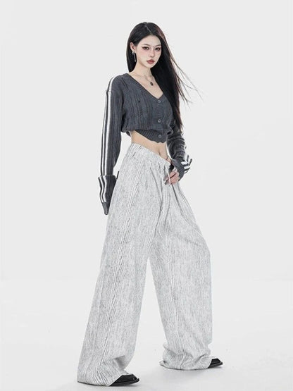 Gray Baggy Y2k Harajuku Oversize Baggy Striped Korean Style Pant