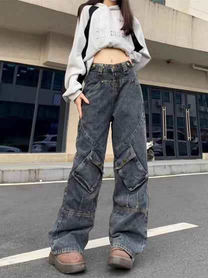 Grunge Baggy Cargo 90s Distressed Wide Denim Harajuku Oversize Pant