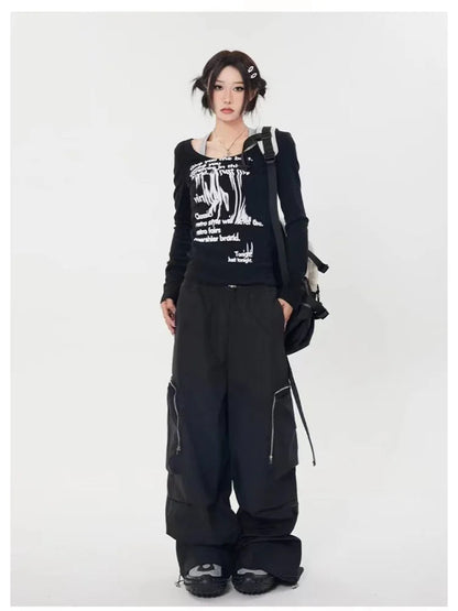 Hip Hop Baggy Cargo Y2k Oversize Wide Leg Techwear Korean Pant