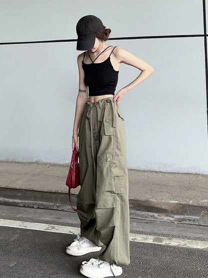Retro Green Cargo Y2k Harajuku Oversize Wide Leg Pant