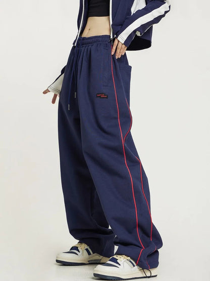 Black Striped Oversize Harajuku Edgy Style Tracksuits Pant