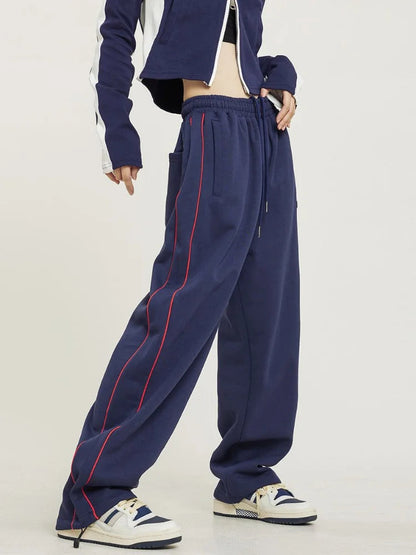Black Striped Oversize Harajuku Edgy Style Tracksuits Pant
