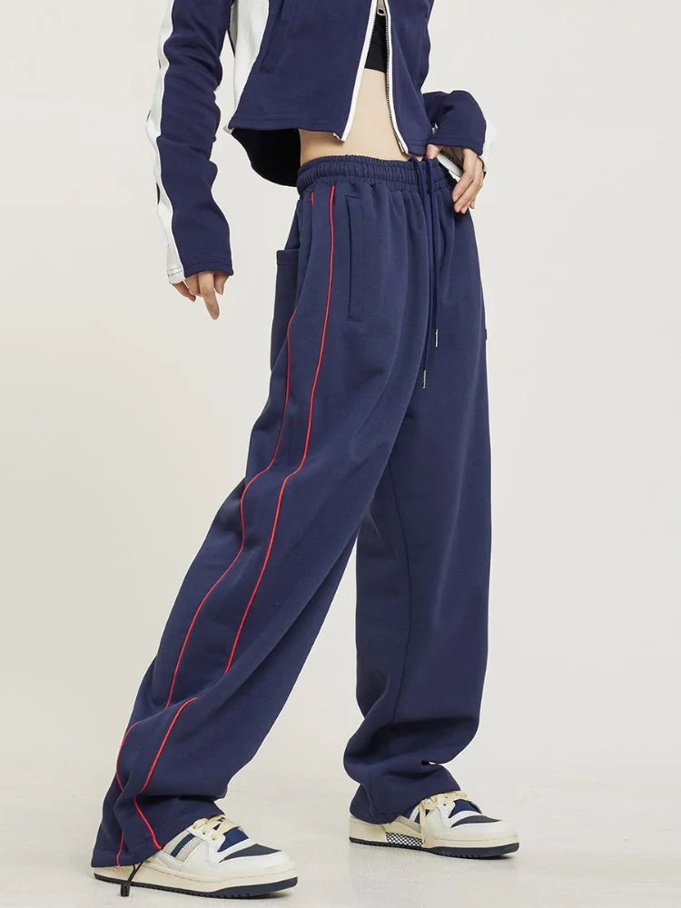 Black Striped Oversize Harajuku Edgy Style Tracksuits Pant