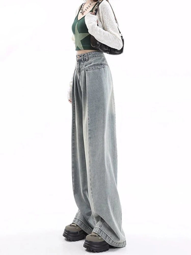 Blue Baggy Y2k Gyaru Oversize Wide Leg Denim Harajuku Pant