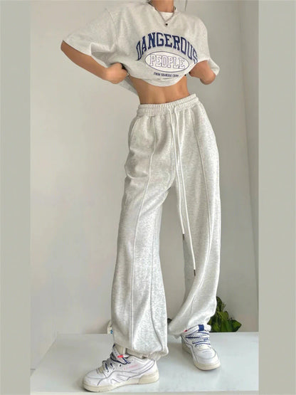 Korean Joggers Sweatpants Hip Hop Gray Wide Leg Track Pant