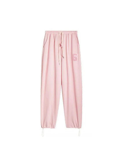 Pink Jogging Sweatpants Kawaii Letter Print Oversize Pant