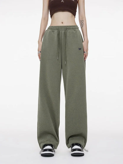 Green Baggy Sweatpants Y2k Hippie Print Jogging Sports Pant