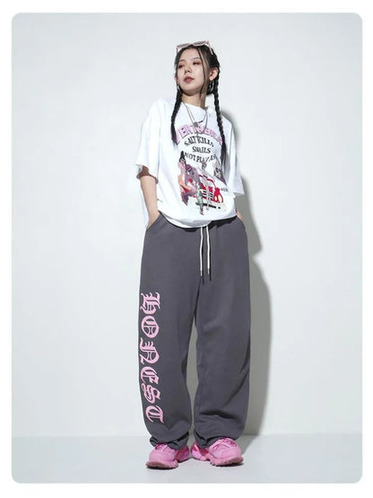 Gray Oversize Y2k Sweatpants Harajuku Letter Jogging Sports Pant