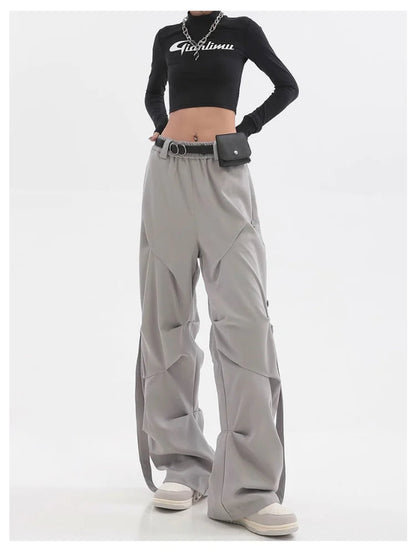Techwear Hippie Gray Cargo Parachute Y2k Oversize Black Mopping Pant