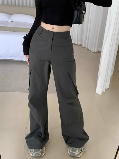 Grey Cargo Y2k Straight High Street Pant