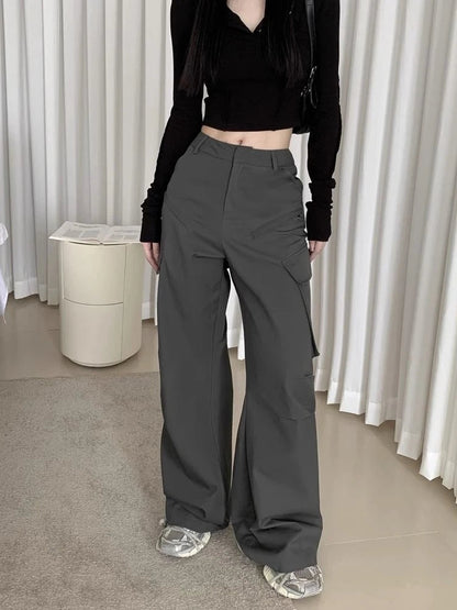 Grey Cargo Y2k Straight High Street Pant