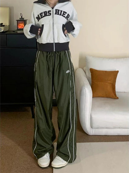 Hippie Green Sweatpants Y2k Kpop Harajuku Striped Oversized Pant