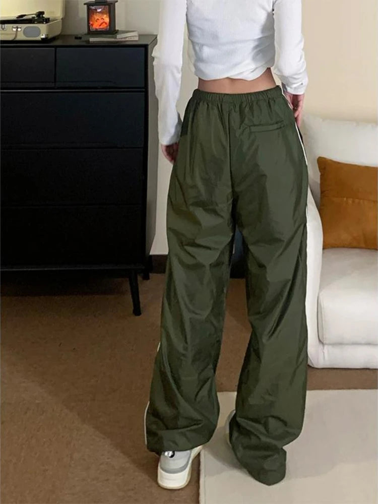 Hippie Green Sweatpants Y2k Kpop Harajuku Striped Oversized Pant