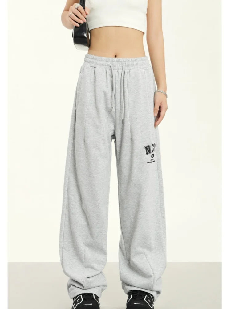 Hippie Letter Track Korean Style Jogging Sweatpants Wide Leg Pant