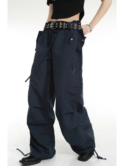 Retro Y2k Cargo High Street Drawstring Wide Leg Aesthetic Pant