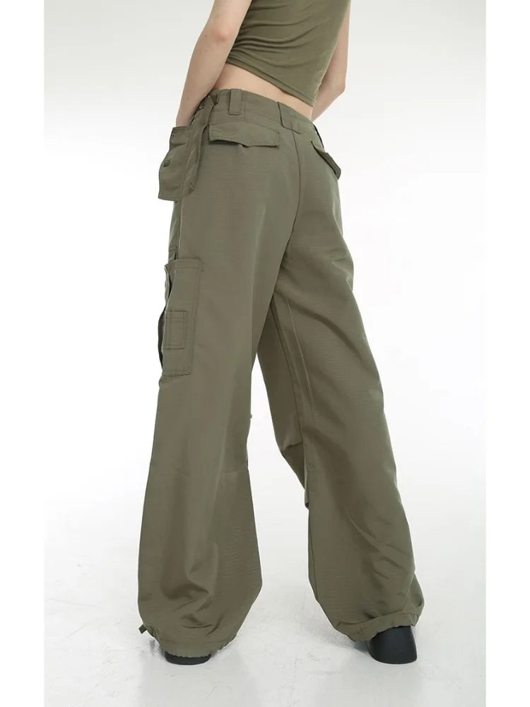Retro Y2k Cargo High Street Drawstring Wide Leg Aesthetic Pant