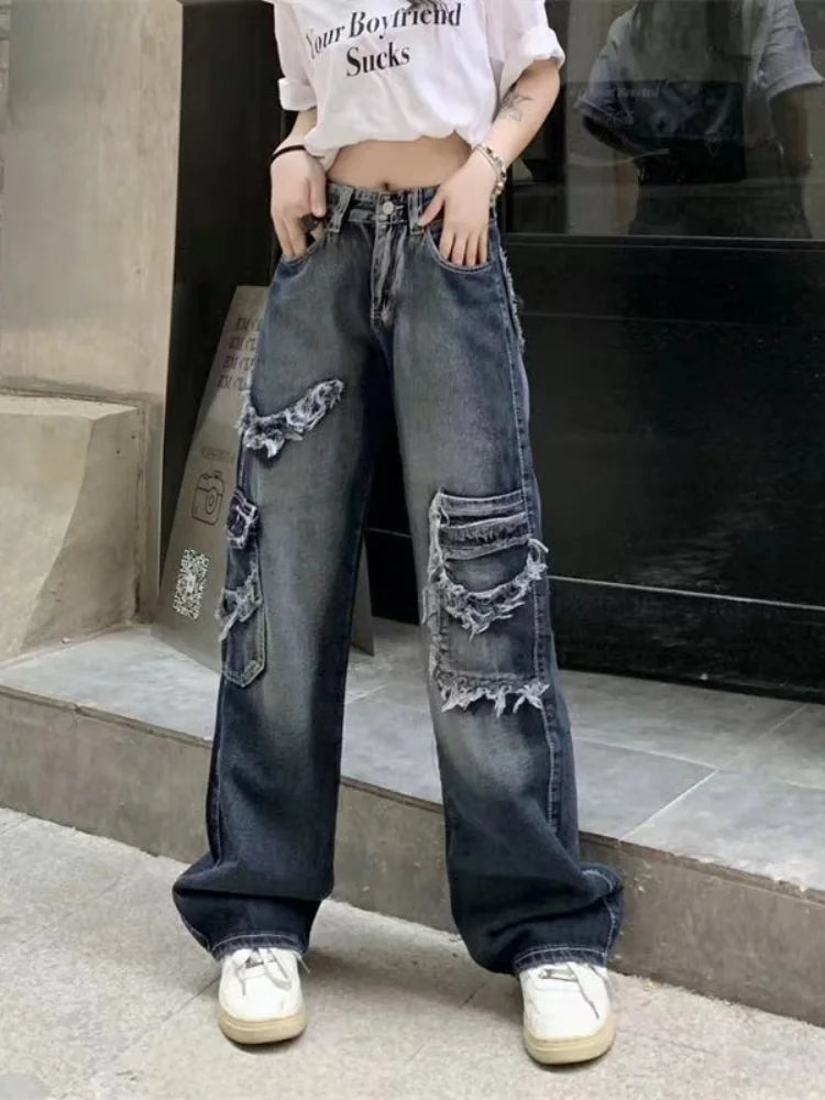 Baggy Cargo Hippie Grunge Distressed Oversized Korean Pant