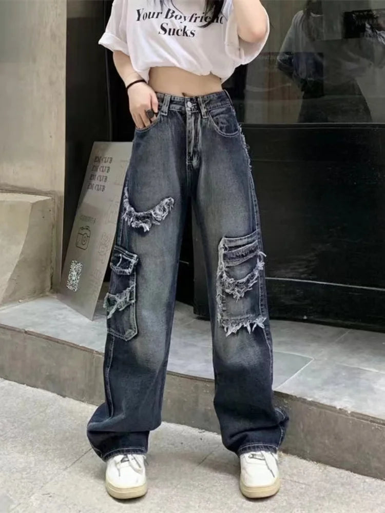 Baggy Cargo Hippie Grunge Distressed Oversized Korean Pant