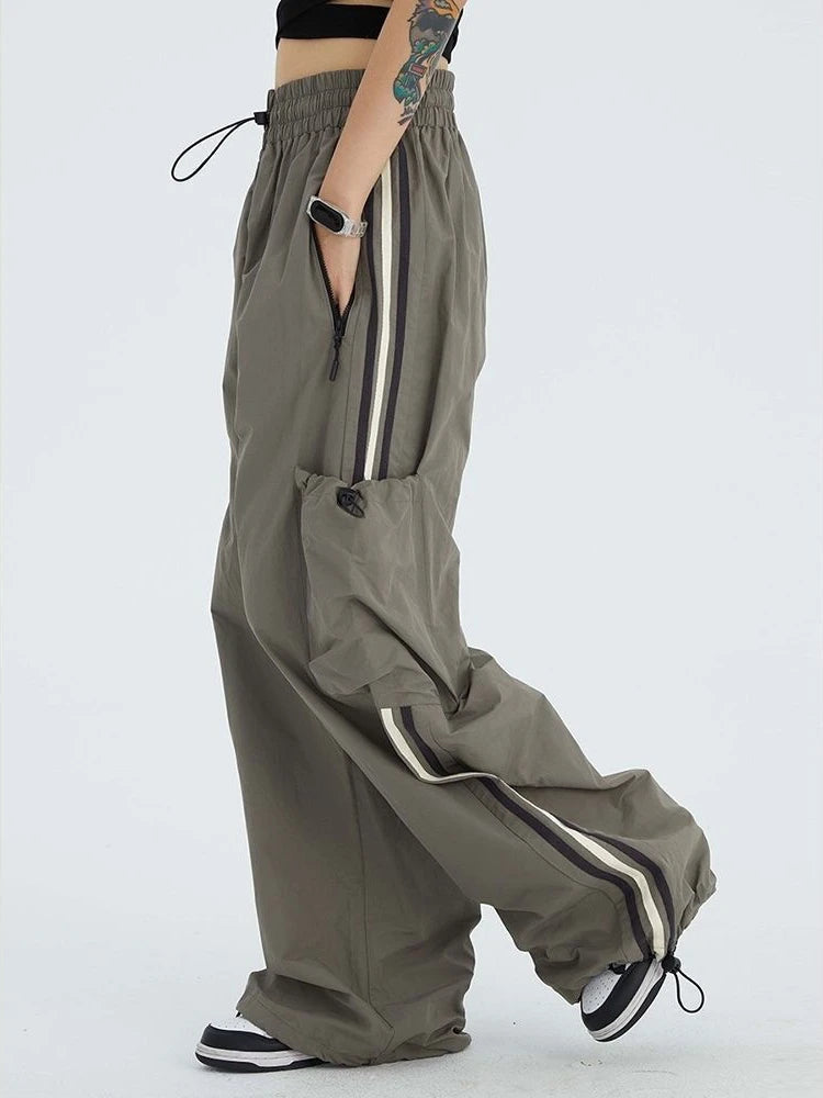 Green Cargo Y2k Striped Baggy Sweatpants Oversize Pant