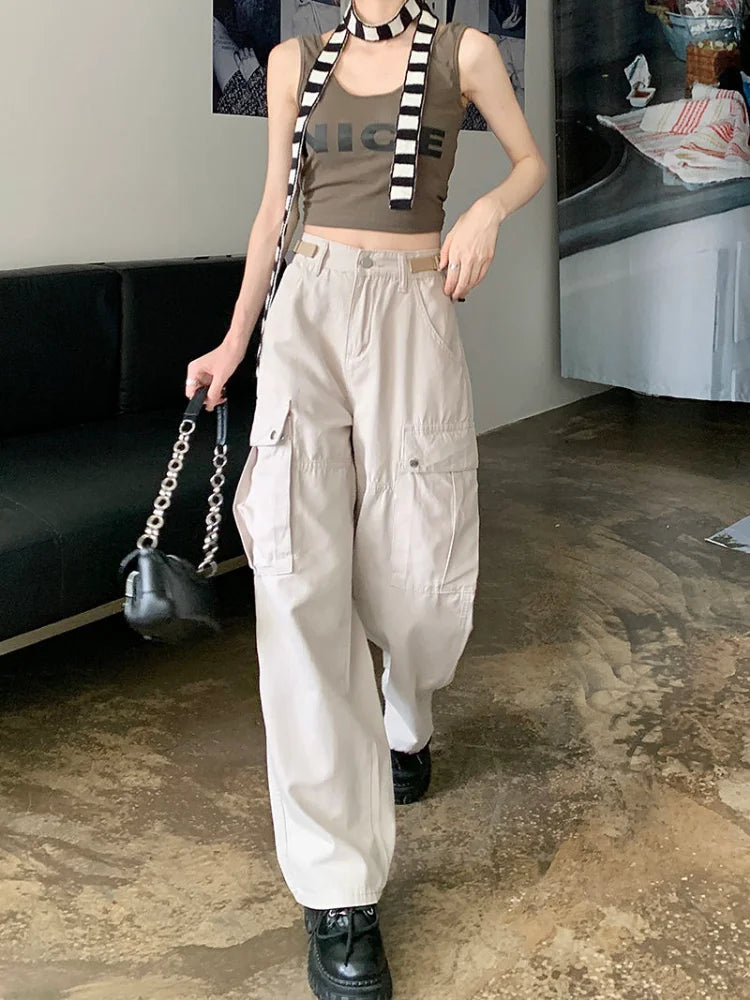 Y2k Beige Cargo Hip Hop Oversized Baggy American Retro Pant