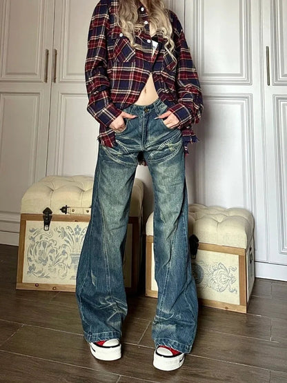 Trashy Baggy Retro 90s Distressed Wide Denim Harajuku Pant