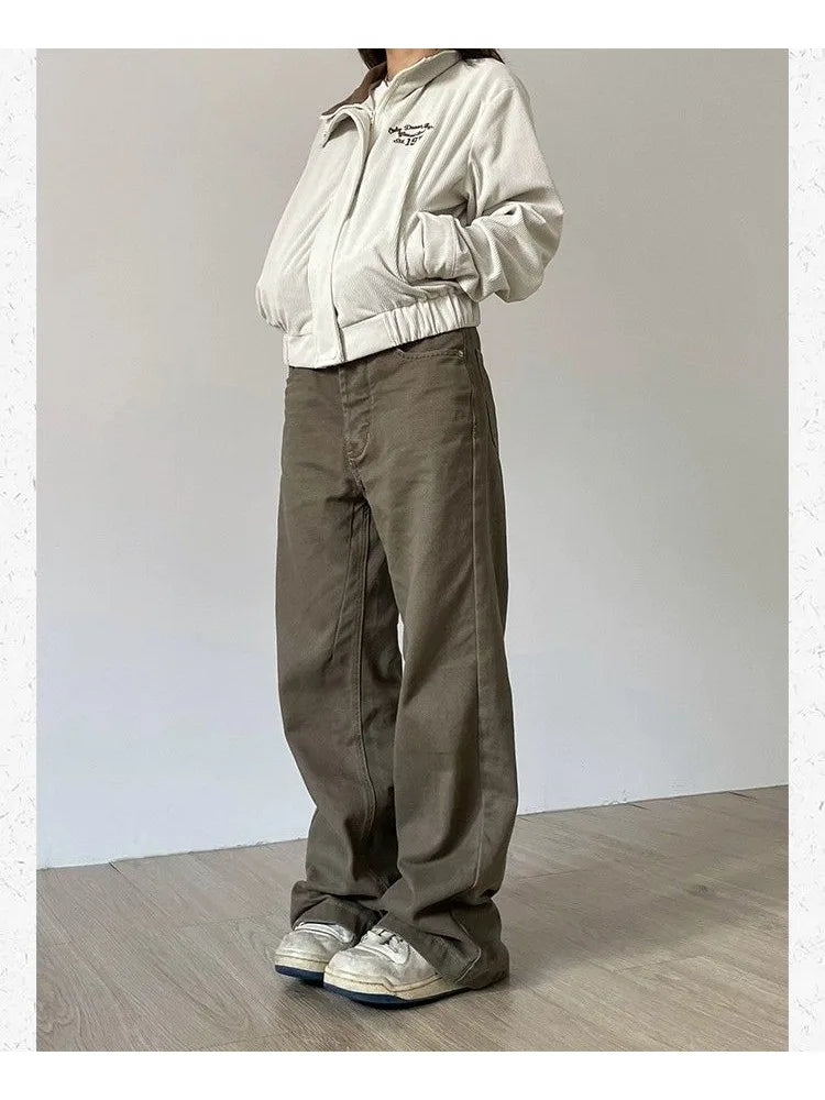 Black Denim Basic Oversize Loose Y2k Retro Pant
