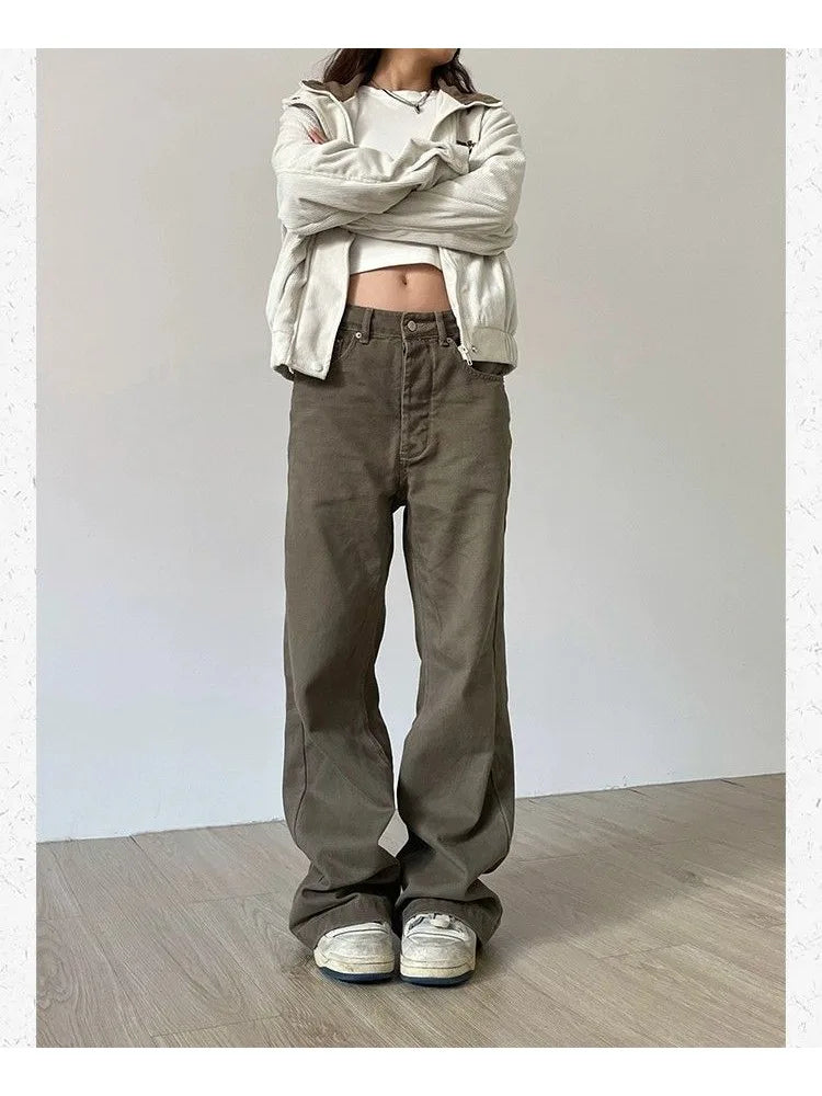 Black Denim Basic Oversize Loose Y2k Retro Pant