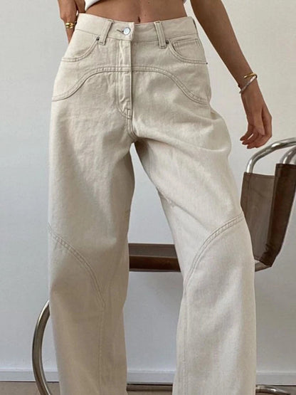 Beige Basic Cargo Y2k Oversize Loose Pant