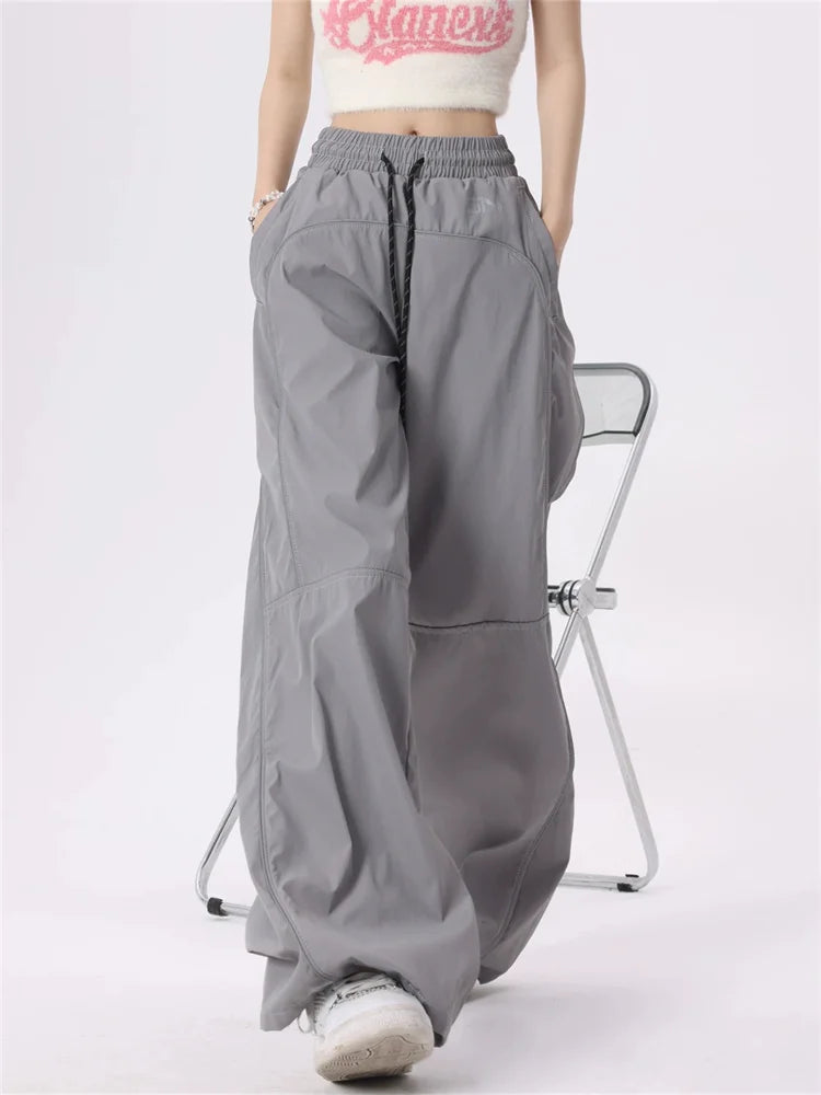 Y2k Gorpcore Brown Track Parachute Reflective Sweatpant