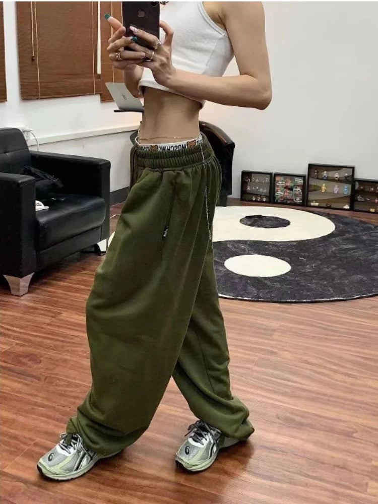 Green Baggy Sweatpants Kpop Korean Oversize 90s Pant