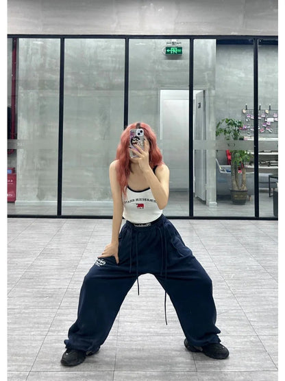 Blue Baggy Jogging Sweatpants Kpop Y2k Harajuku Hippie Oversize Wide Leg Pant