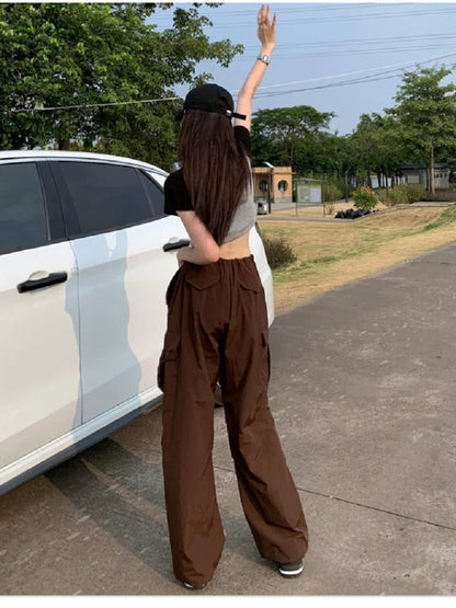 Brown Cargo Parachute Retro Hippie Oversize Pant