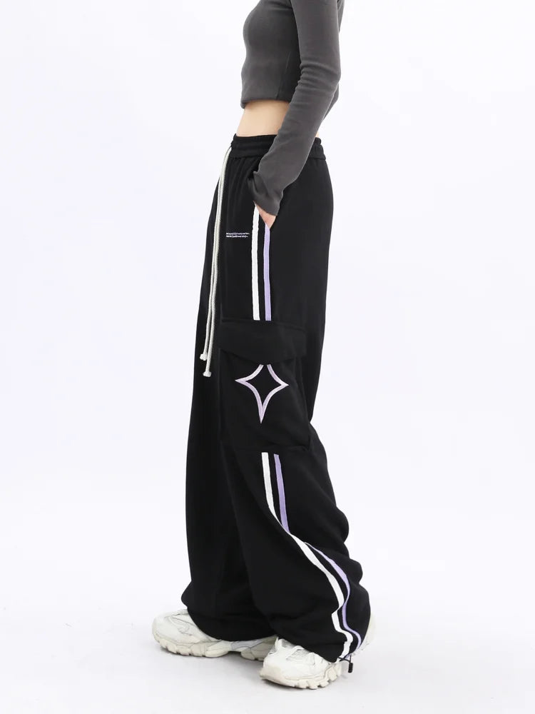 Star Oversize Black Side Stripe Jogging Pant
