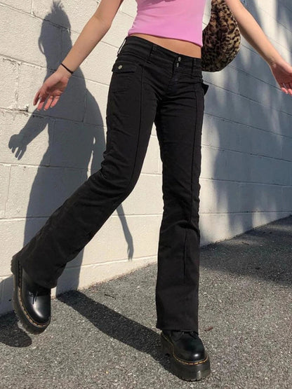 Low Rise Black 90s Y2k Harajuku Denim Pant