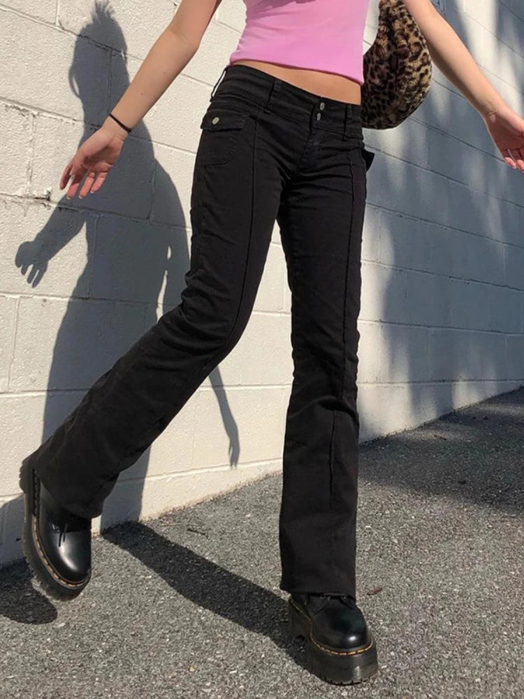 Low Rise Black 90s Y2k Harajuku Denim Pant