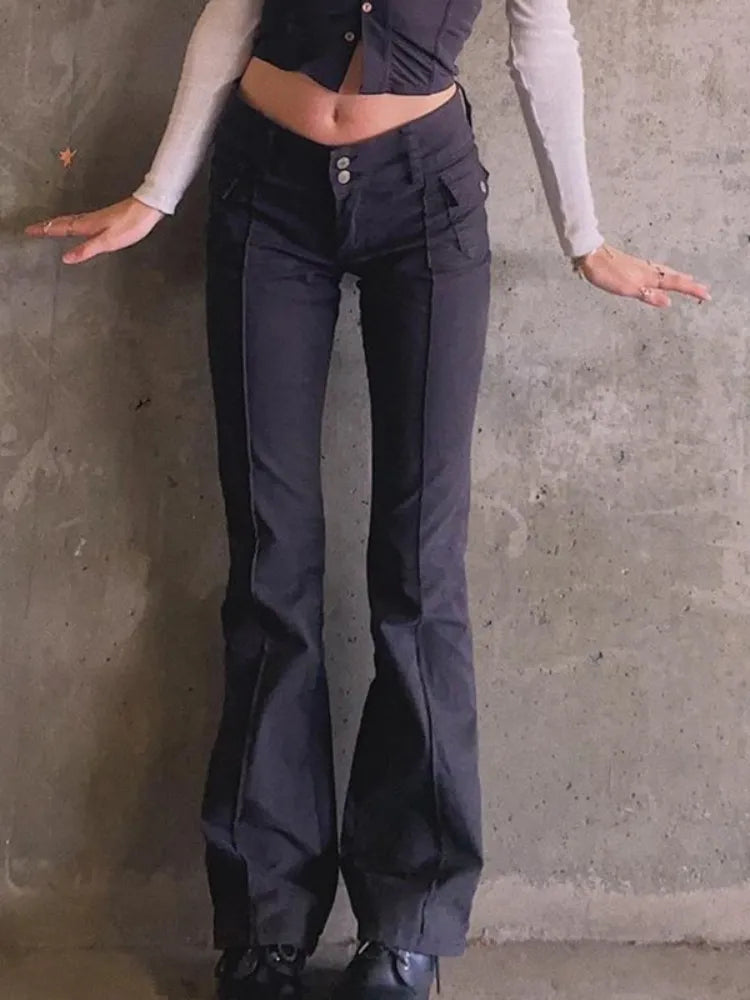 Low Rise Black 90s Y2k Harajuku Denim Pant