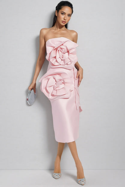 Molia Pink Strapless Midi Dress