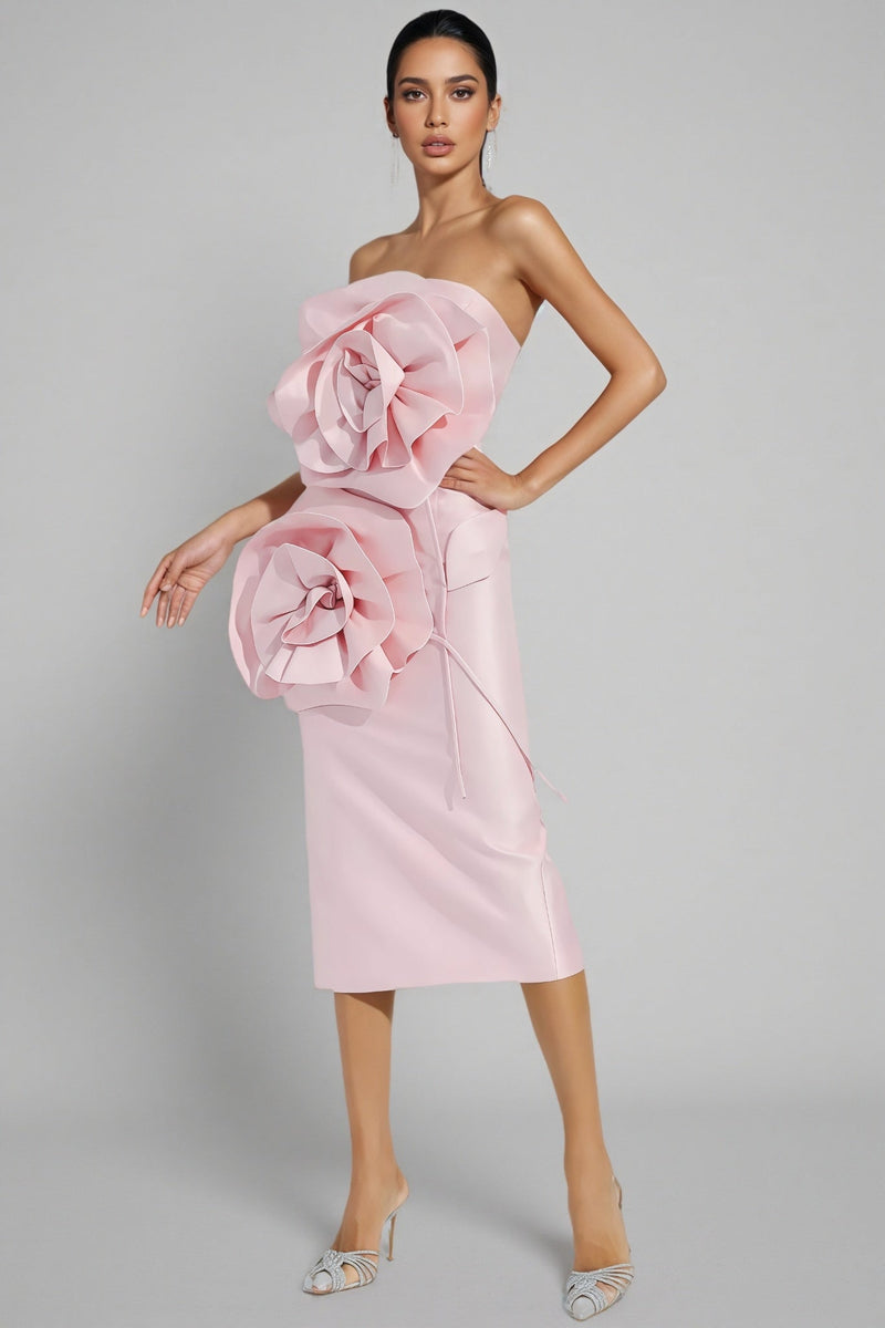 Molia Pink Strapless Midi Dress