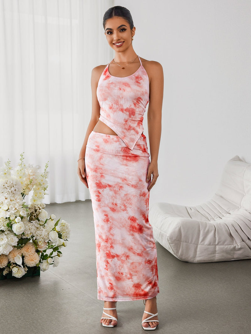 Halter Embellished Top&bodycon Skirt