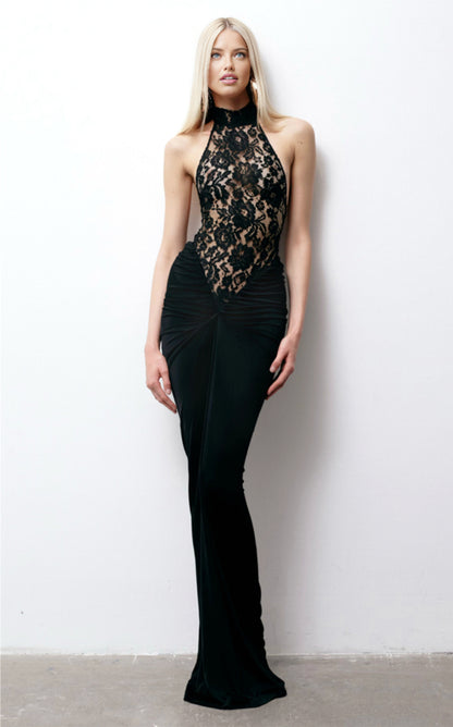 Janice Halterneck Lace Maxi Dress