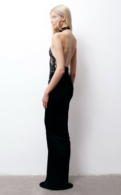 Janice Halterneck Lace Maxi Dress