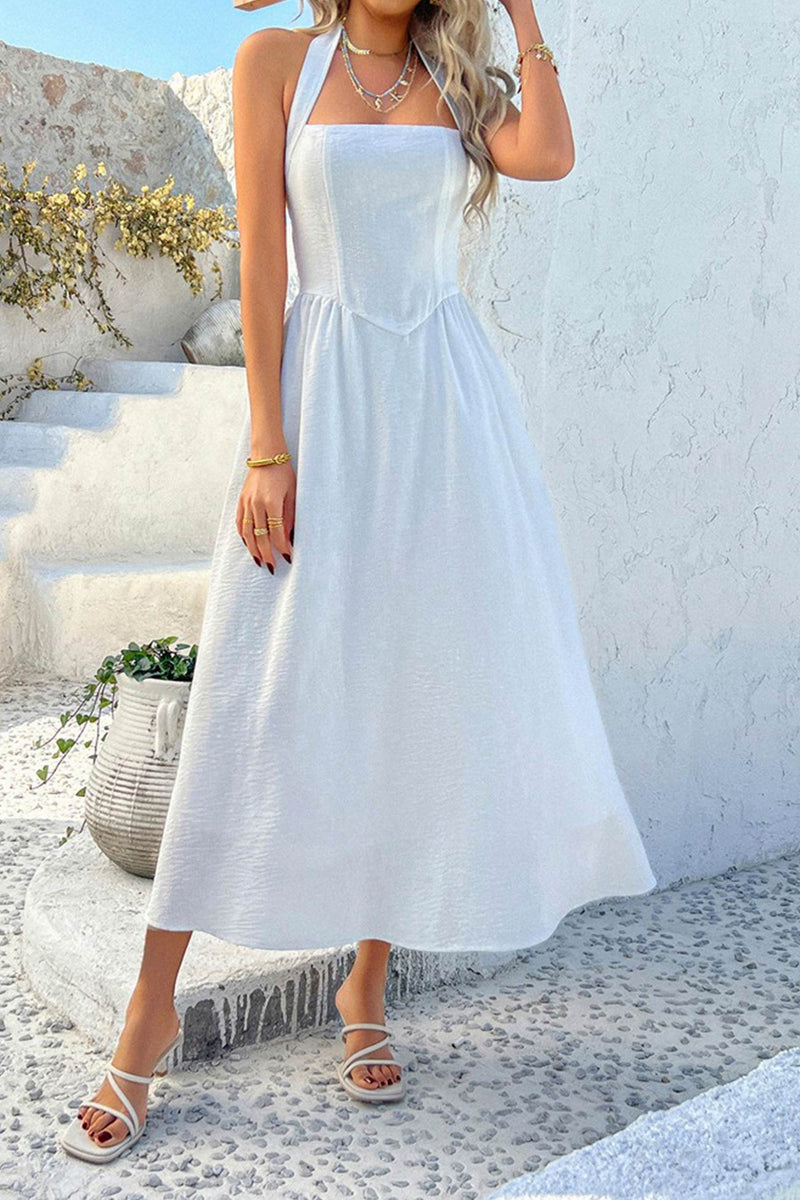 Halter Square Neck High Waist Midi Dress