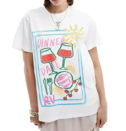Harajuku Popular Flowers Graphic T-shirt