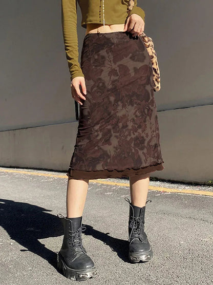 Harajuku Gothic Grunge Aesthetic Summer Print Skirt