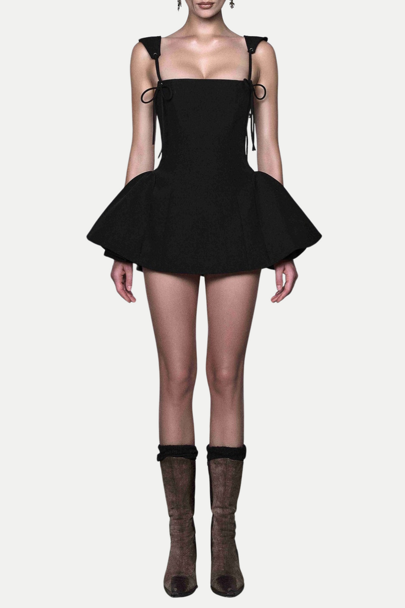 Hazal Lace Up Spaghetti Mini Dress