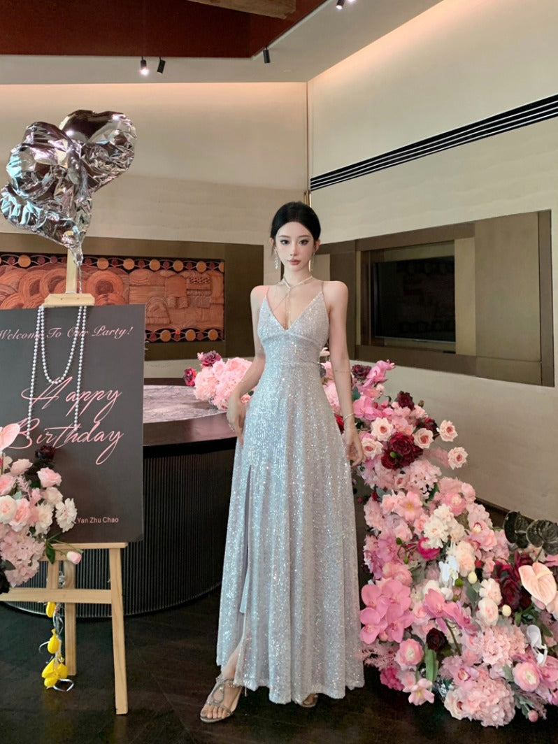 Sequin Blue Maxi Dress _ Birthday & Evening Gown