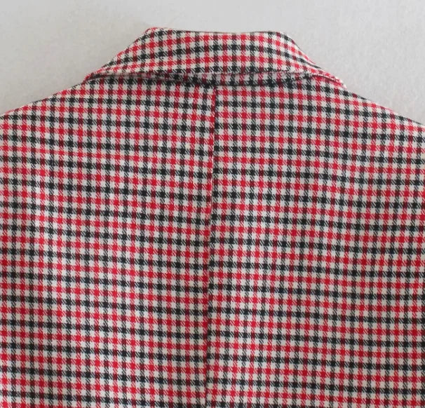 Fall Blazer Jacket Tops Office Wear Korean Plaid Blazer Orange Long Blazer Coat